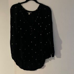 Amuse Society Black Blouse with White Dots
